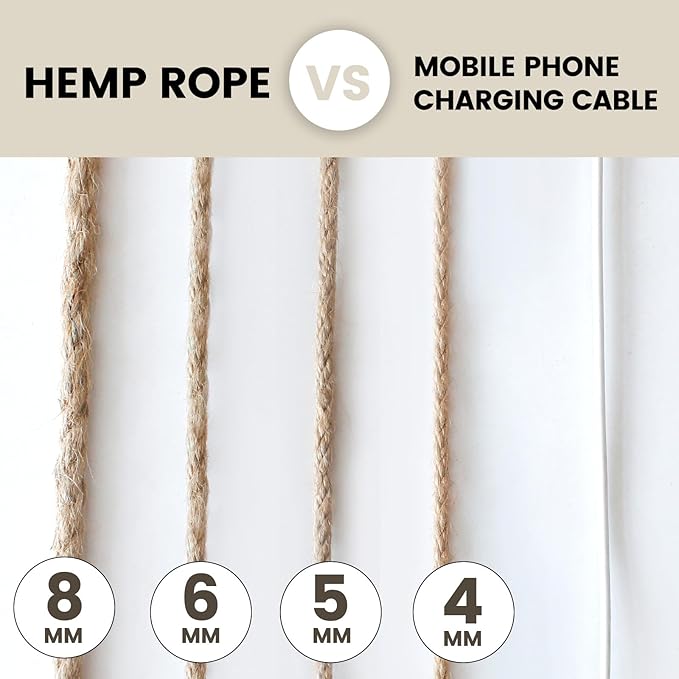 6mm 164 Feet Nature Jute Twine, Jute Rope for Cat Scratching Post DIY Arts Crafts Gardening Bundling Home Decor