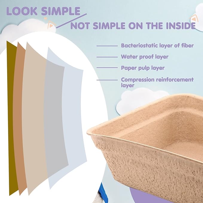 8 Pieces Disposable Cat Litter Boxes Paper Pet Litter Tray Portable 2 in 1 Kitten Disposable Box for Cat, Hamster, Guinea Pig, Mice, Small Animals, 16.7 x 12.8 x 4.1 Inch