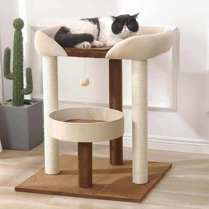 Modern Cat Tree Tower with Extra Large Platform Perch Bed for Large Cat Maine Coon and Big Cat Couch Sofa for Multiple Cats
