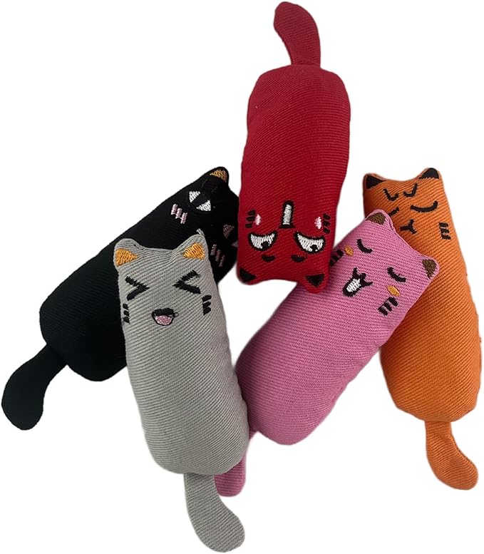 5 Pcs Cat Catnip Toys, Interactive Toy Cat Bite Resistant Chew Toy for Indoor Cats, Kittens Kitty Pillow Toys Soft, Catnip Filled Cartoon Mice Cat Teething Chew Toy