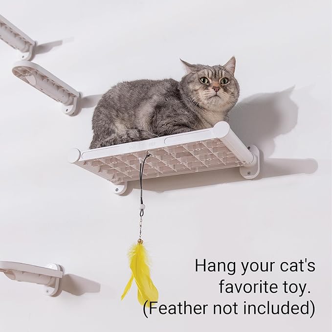 SVD.PET Cat Wall Shelves, 17" x 8" Cat Wall Furniture with Felt Pad, Simple and Modern Design Wal Mounted Cat Platforms, Easy to Install and to Clean, Cat Window Perch for Sleeping and Playing (White)