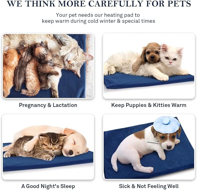 Pet Heating Pad for Cats Dogs,Cat Heating Pad Mat Constant Temperature Pet Cat heated Pad Mat Waterproof with Chew Resistant Cord,Indoor Heated Cat Bed Pet Blanket Cat Warmer Pad with Fleece Cover