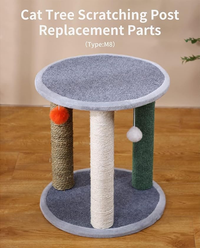 BNOSDM 15" x 2.75" M8 6 Pack Cat Tree Scratching Post Replacement Parts for Indoor Cats Tower Rope Scratch Poles Refill Sisal Pole Part for Refurbishment Accessories Spare Green