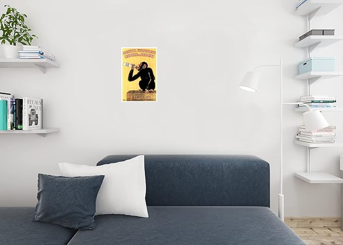 Anisetta Evangelisti Liquore Da Dessert by Carlo Biscaretti 1925 Vintage Alcohol Liquor Bottle Italian Advertising Drinking Monkey Chimpanzee Cool Wall Art Print Poster 12x18