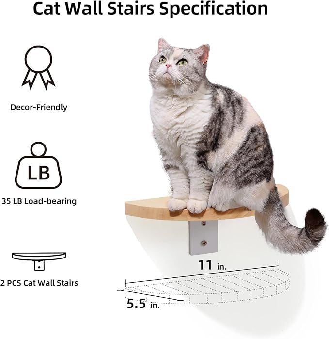 FUKUMARU Cat Wall Furniture Set, Transparent Capsule Cat Wall Shelves with 2 PCS Pedals - Premium Kitty Bed for Sleeping, Playing, Climbing, and Lounging - Easily Holds Up to 35 Lbs