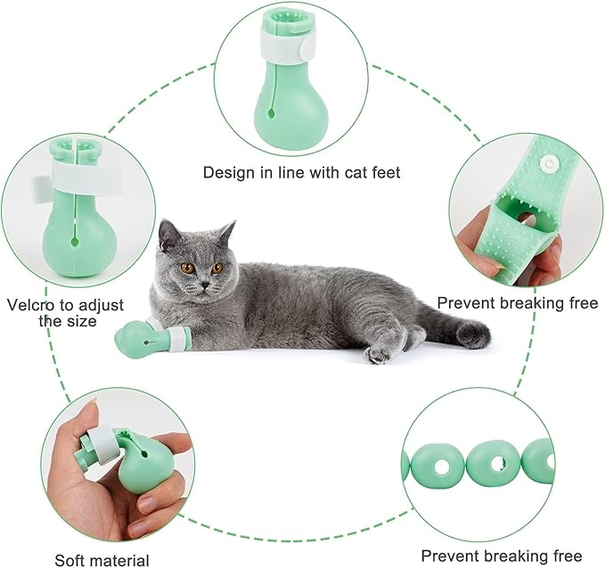 4pcs Cat Boots for Cats Only Adjustable Prickly Anti-Off Cat Shoes, Silicone Cat Claw Covers Protector Pet Botties, Kitten Mittens to Prevent Scratching for Nail Trimming Home Bathing Grooming