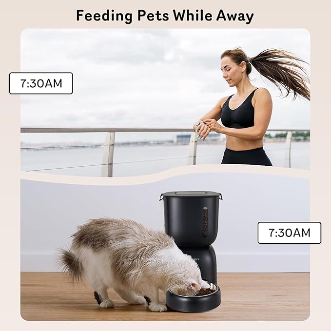 Automatic Pet Food Dispenser and Water Fountain Set - 3L Timed Feeder 1-4 Meals Portion Control for Cat & Small Dog | Auto Cat Feeder Freshness and Safety Dry Food with 10S Voice Record