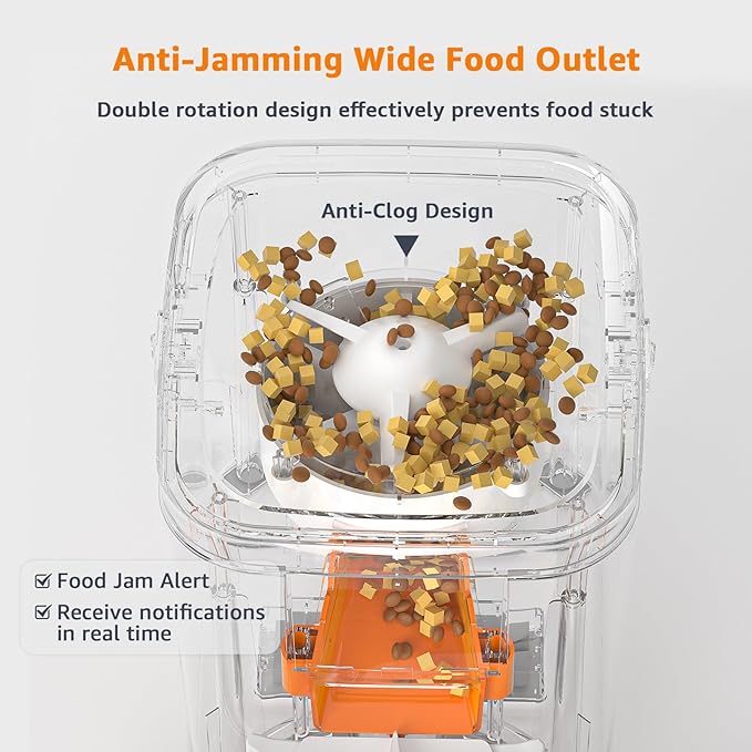 Automatic Cat Feeder with Adjustable Camera for 2 Cats, 5G WiFi 6L Smart Cat Food Dispenser, 1080P HD Video with Night Vision, Pet Feeder with 2-Way Audio for Cats&Dogs, Food Blockage & Motion Alerts