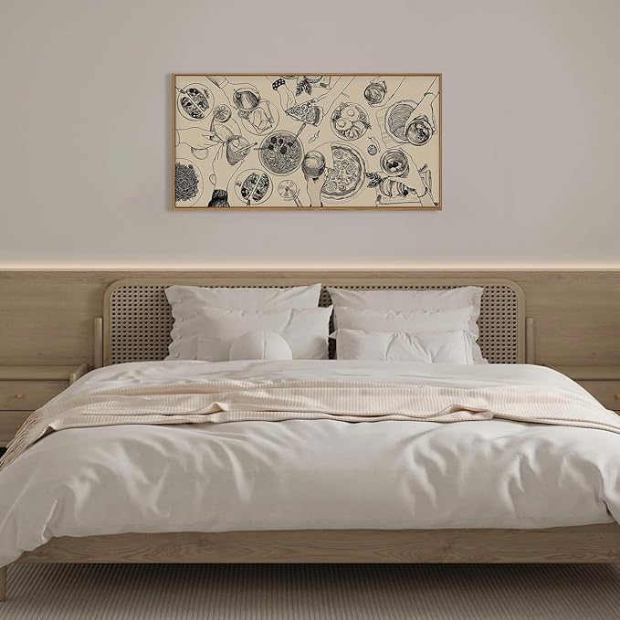 Ausril Food and Drink Framed Canvas Wall Art Set, Modern Cheers Wall Decor, Vintage Cheers Wall Painting, Abstract Friends Party Art Prints for Living Room, Bedroom, Kitchen,Office 20"x40"x1