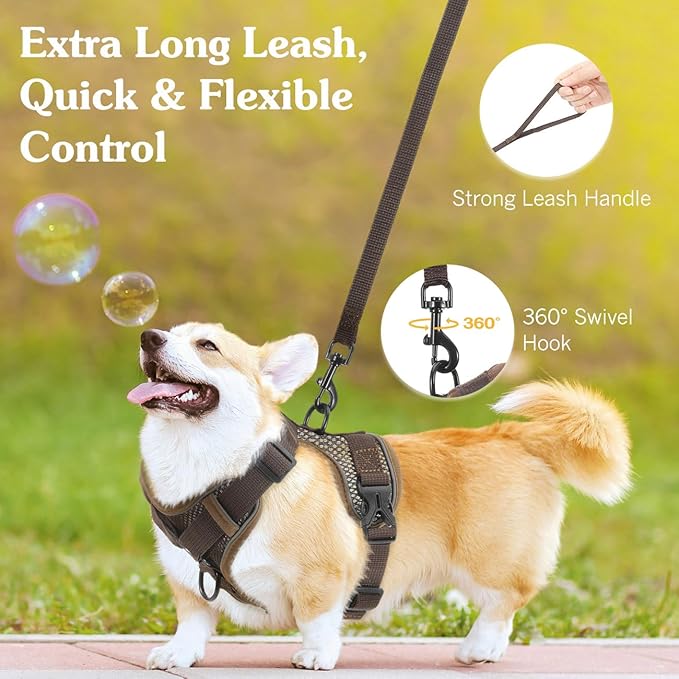 Cat Harness and Leash Set for Walking, Adjustable Kitten Vest Harness with Reflective Strip Breathable Mesh, Escape Proof Soft Pet Safety Vest for Cats, Kittens, Puppies, XL Coffee