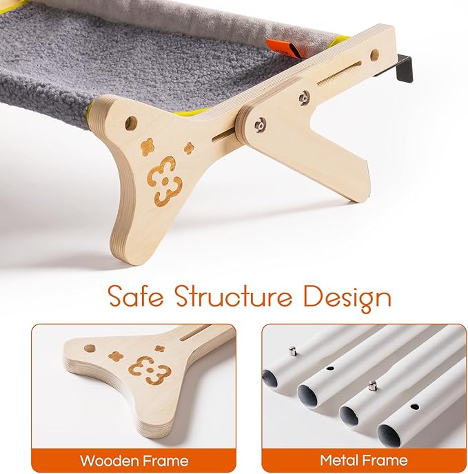 Cat Window Perch Cat Window Hammock for Indoor Cats Steady Sturdy Adjustable Cat Bed Providing All-Around Sunbath Space Saving Washable (Grey, Medium)