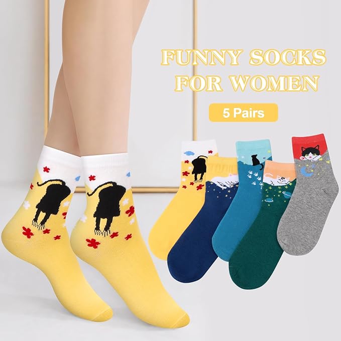 AGRIMONY Women's Cat Socks Cute Animal Socks Dog Valentines Easter Fun Gifts for Women