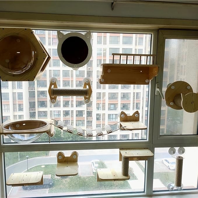 Cat Ladder Cat Tree Tower Bridge Cat Climbing Wall Scratching Post Cat Cage Accessories Outdoor Cat Furniture Climbing Frame Cat Toys for Indoor Cats (22x7.87in)