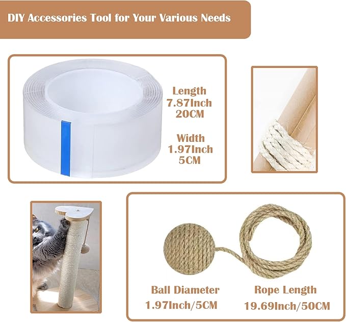 Natural Jute Twine Hemp String for Cat Scratcher Post, 164FT, 6MM, Multipurpose Use