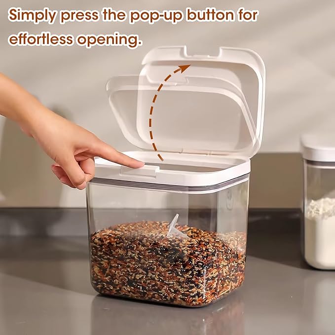 2 PCS Large Dog Treat Container Set with Automatic Flip-up Lids - 4.75 Qt+2.9 Qt Dog Food Storage Container Bins for Pet Treat Cat Food Bird Seed Rice Flour Sugar Storage