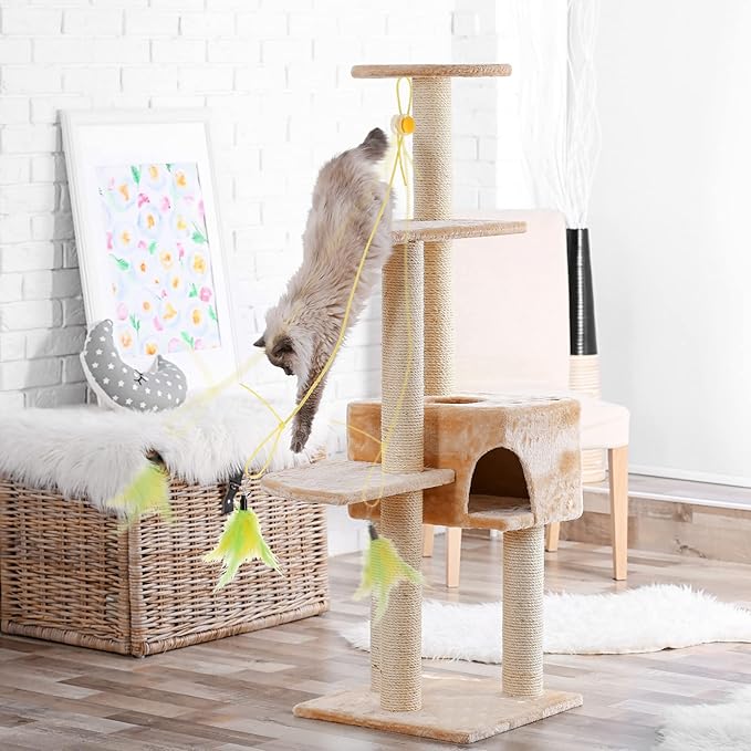 8 Pcs Doorway Cat Toys Indoor Feather Cat Toys Door Hanger Cat Toys Interactive Hanging Cat Toys Dragonfly Little Mouse Toys Retractable Cat Teaser Toys Kitten Toys for Play, 6 Styles (Cute Style)