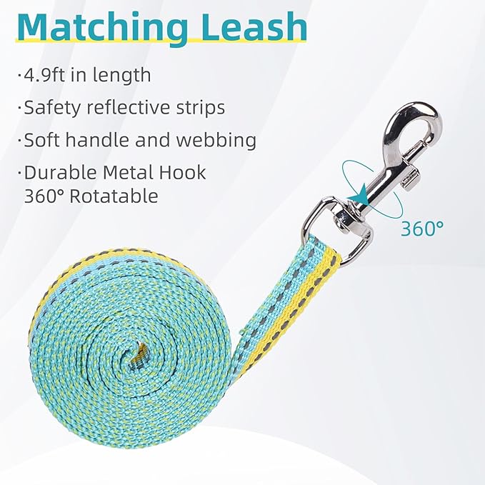 PUPTECK Adjustable Cat Harness and Leash Set Escape Proof Kitten Strap Collar for Walking Travel, Yellow Blue