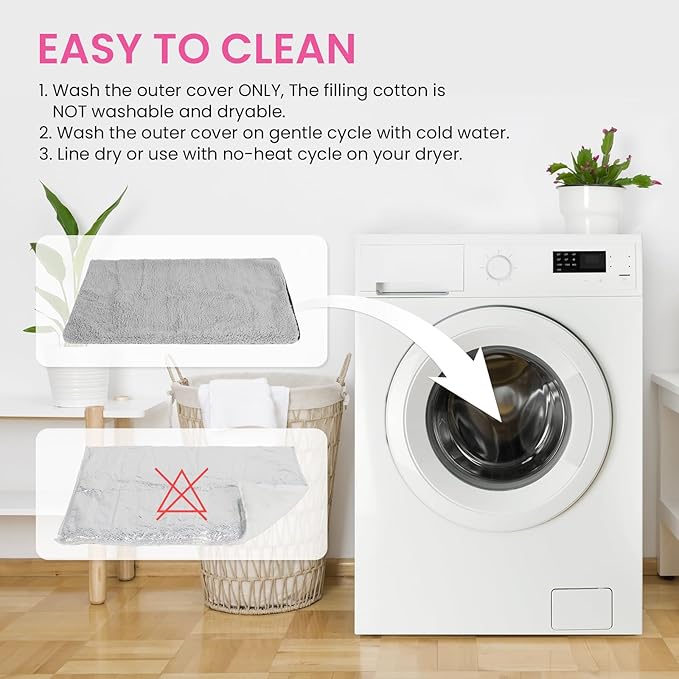 Self Warming Cat Bed, Noiseless Cat Heating Pad, Self Heating Cat Dog Mat, Extra Warm Thermal Pet Pad for Indoor Outdoor Pets with Removable Cover Non-Slip Bottom Washable (Large)