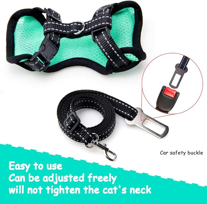 Cat Harness and Leash Escape Proof, Adjustable Cat Leash and Hareness Set for Cats Walking and Small Dogs, Durable Cat Vest with Reflective Strap Comfort Fit for Indoor and Outdoor Use