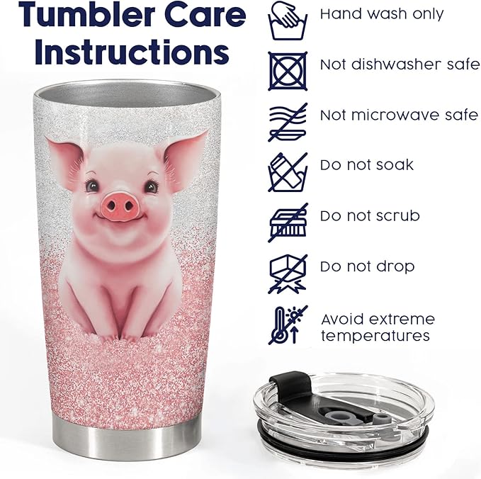 34HD Just A Girl Who Loves Pigs Tumbler with Lid, 20oz Vacuum Insulated Farmer Mug, Gifts for Pig Lady Women Farmer, Pig Lover Gifts for Birthday Christmas Mothers Day