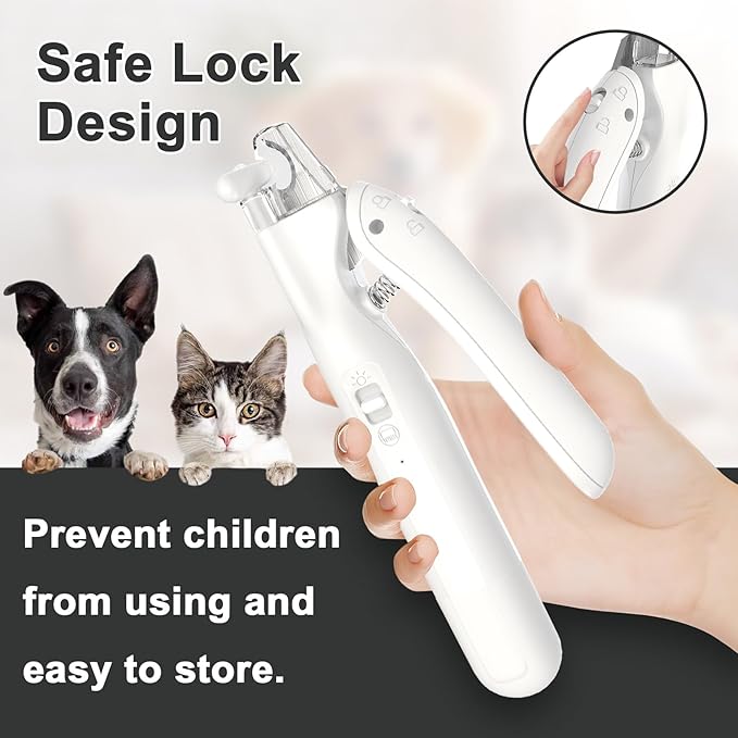 2 in 1 Dog Nail Clippers & Dog Paw Trimmer for Large Medium Small Dogs, USB Rechargeable Dog Nail Trimmers with 2 LED Light and Safe Lock Design for Dogs and Cats
