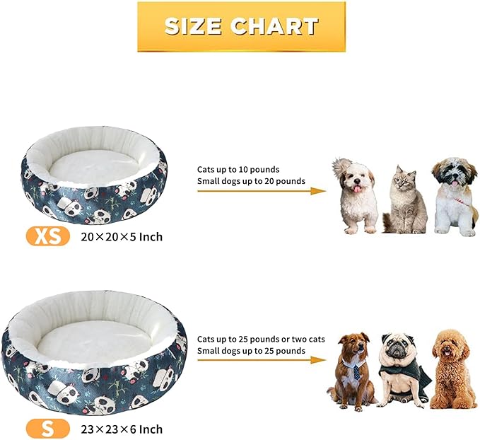 Circular Calming Dog & Cat Bed Anti-Anxiety Plush Dog Bed Washable Pet Bed with Anti Slip Backing Donut Cuddler with Cute Jacquard Patterns for Cat and Small Puppy 20" (X-Small, Sunflower)