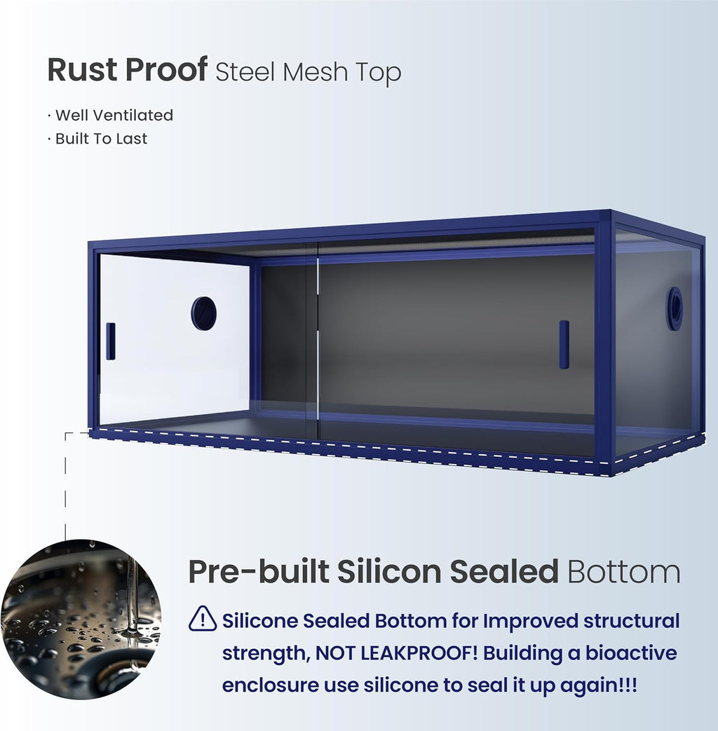 85 Gallon Snake Enclosure, Front Opening Reptile Tank for Easy Maintenance, Reptile Terrarium with Top Screen Ventilation 48''x24''x18''