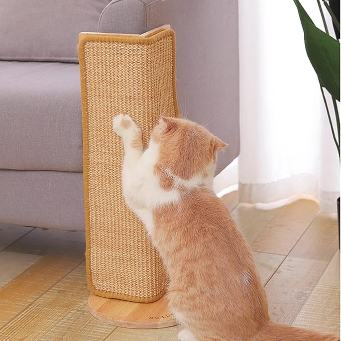 SHENGOCASE 24.5" Tall No Drilling Wall Sofa Couch Corner Cat Sisal Scratcher,Scratching Post,Replaceable Sisal Scratch Pad Mat, Couch Protector