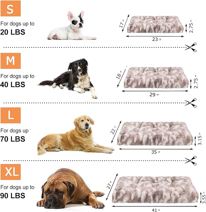 2 in 1 Dog Bed Crate Pad Mat Washable Reversible (Cool & Warm) Soft Fluffy Pet Kennel Beds for Large Medium Small Puppy Cat Sleeping Mattress Machine Wash Dog Cooling Mats (Dot Brown, 41"*27")