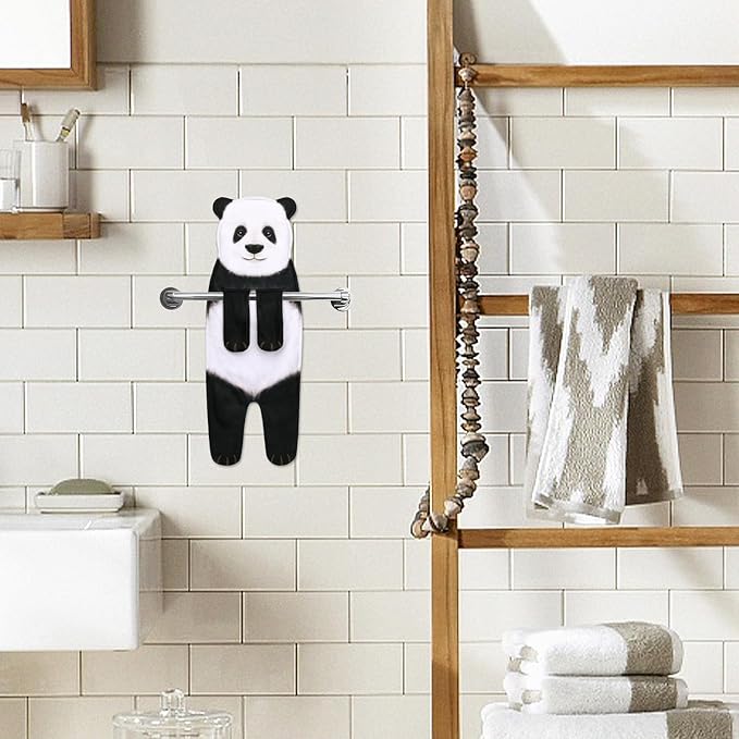AGRIMONY Funny Panda Hand Towels for Bathroom Kitchen - Cute Decorative Decor Hanging Washcloths Face Towels Super Absorbent Soft - Housewarming Birthday Christmas Fun Gifts for Women Panda Lovers