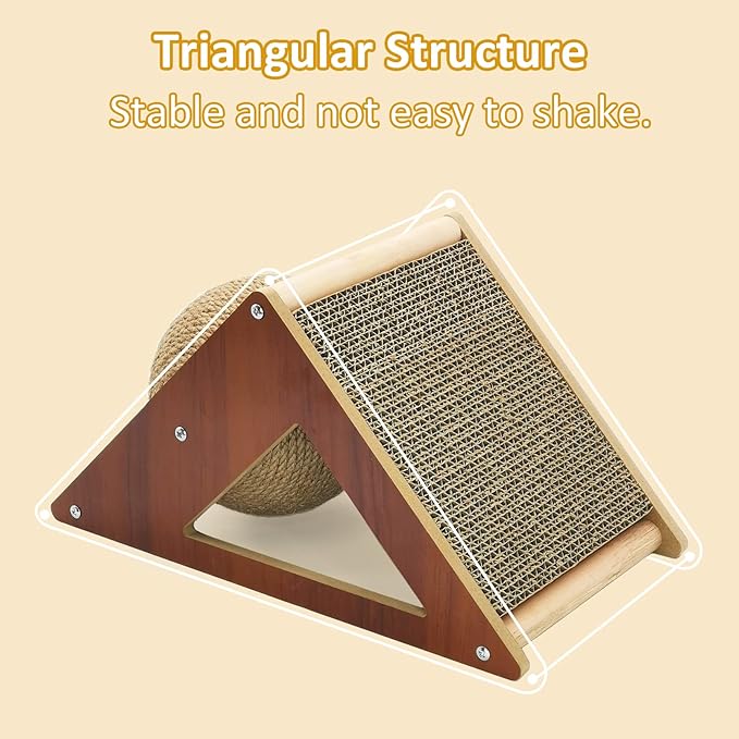 Fhiny Rabbit Scratch Ball, Natural Sisal Rope Claws Scratching Corrugated Board for Indoor Kittens Scratch Pawller Rotating Ball Interactive Toys for Bunny Kitten and Other Small Pets