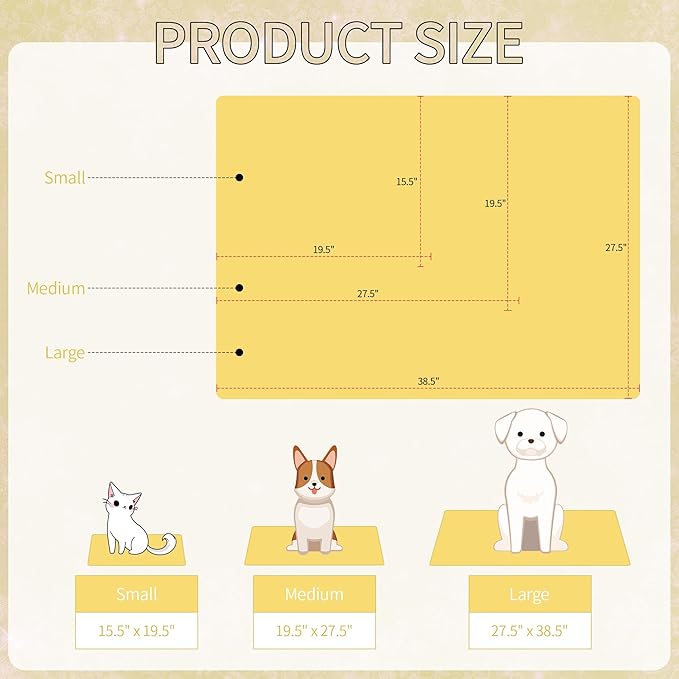 NACOCO Pet Cooling Mat Cat Dog Cushion Pad Summer Cool Down Comfortable Soft for Pets and Adults (M, Yellow)