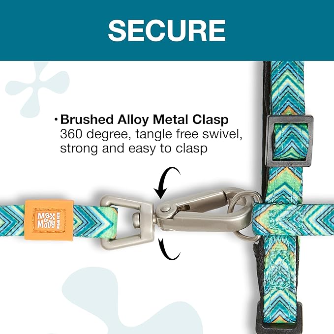 Max and Molly Adjustable Cat Harness and Leash Set - Escape-Proof Cat Harness with Leash for Outdoor Walking and Exploring - Soft Padded Material (Vintage Chevron)