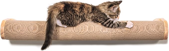 Ascentials - Moonbeam Path - Wall-Mounted Post Corrugate Scratcher, Easy to Install, Modern Design w/Natural Materials