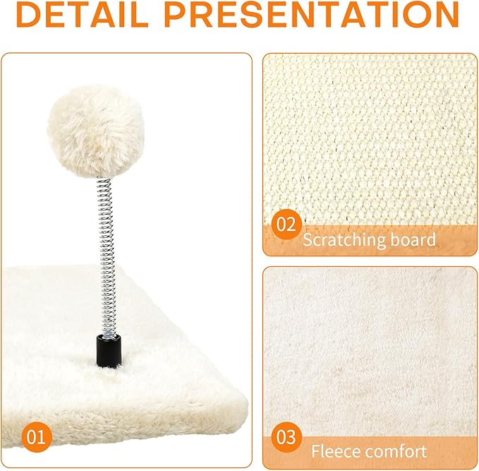 Cat Wall Furniture,Wall-Mounted Cat Climber Set with Cat Wall Shelves, Perches, Condo House, Ladder, Scratching Board & Tree - 5 Pcs Wood Indoor Cat Furniture for Play (Light Grey)