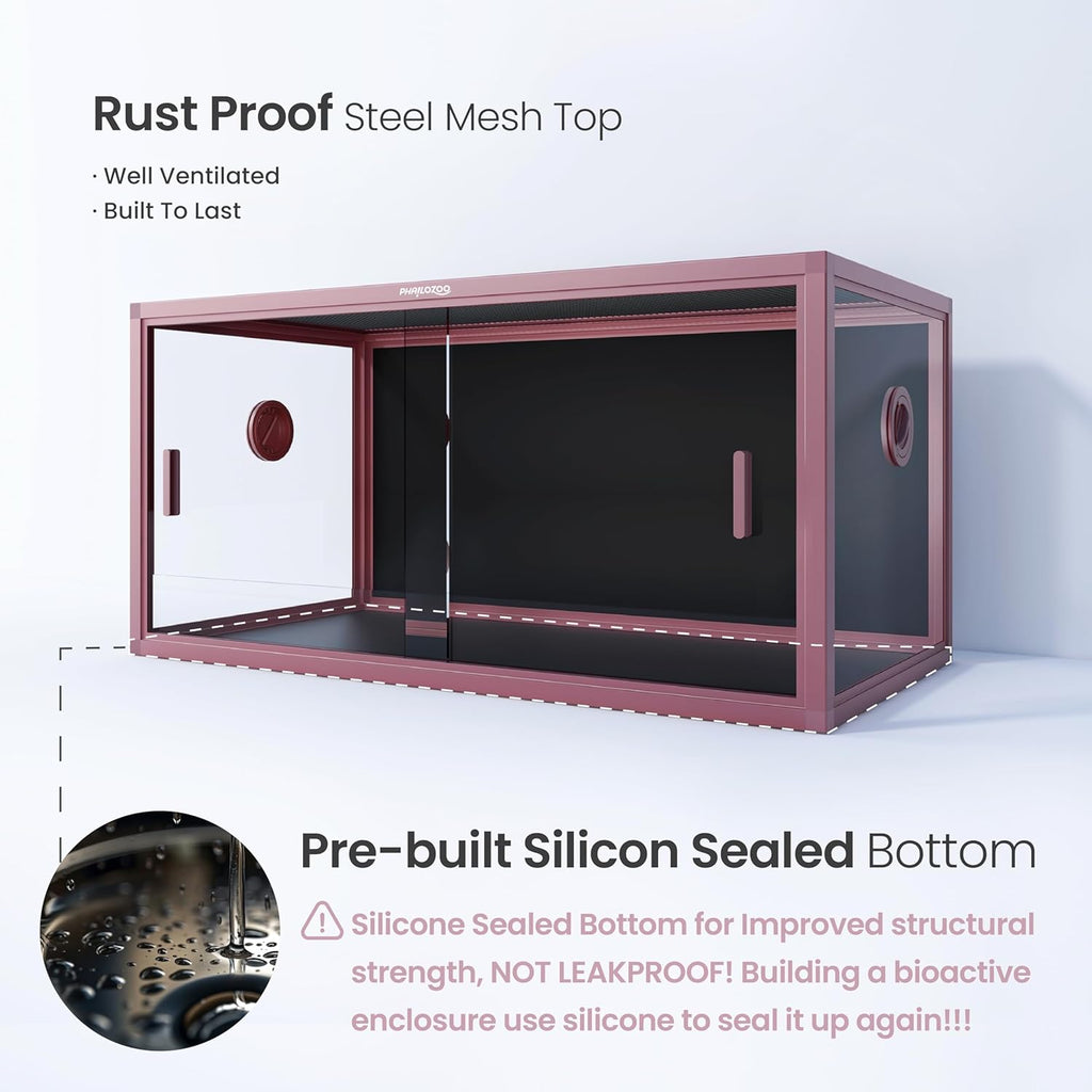 50 Gallon Bearded Dragon Tank, Reptile Enclosure for Easy Maintenance, Front Opening Reptile Tank with Top Screen Ventilation & Glass Sliding Door 36''x18''x18''