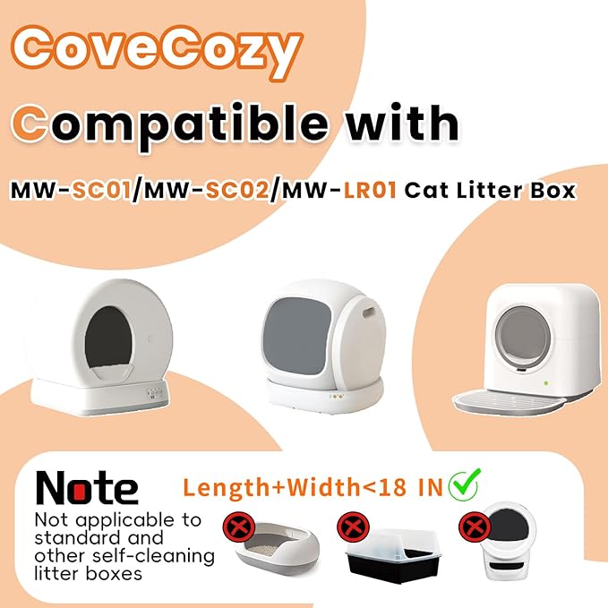 80 Count Litter Bags compatible with MW-SC01/MW-SC02/MW-LR01 Cat Litter Box, Cat Litter Waste Receptacles Bags (18'' x 12.6'', 80 Count)