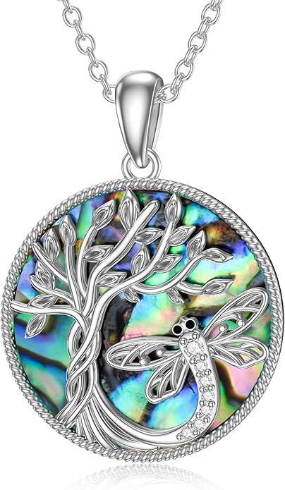 TOUPOP Tree of Life Animal Necklace 925 Sterling Silver Crystal/Abalone Shell Animal Pendant Jewelry Birthday Mothers Day Gifts for Women Mom Wife Her