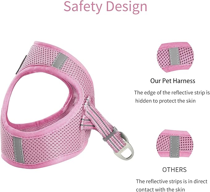 Cat Harness and Leash for Walking Escape Proof, Adjustable Soft Mesh Comfortable Vest Harnesses for Cats, Breathable Reflective Strips Easy to Put on Step-in Kitty Jacket (Pink, XXS)