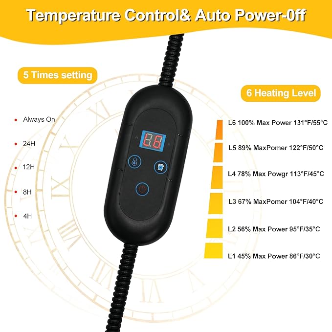 Pet Heating Pad 6 Adjustable Temperature Cat Heating Pad with Timer Waterproof Dog Heated Pet Mat Indoor Electric Heated Cat Bed Washable Heated Pet Pad for Pets Cats Dogs with Chew Resistant Cord