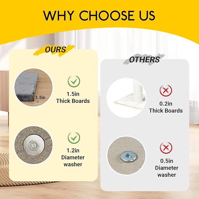 KINGROCK Tall Cat Scratching Posts for Indoor Cats,Cat Scratching Post with Plush Toys for Kittens or Smaller Cats,Premium Sisal Post for Cats at All Ages with Reinforced Stable Base