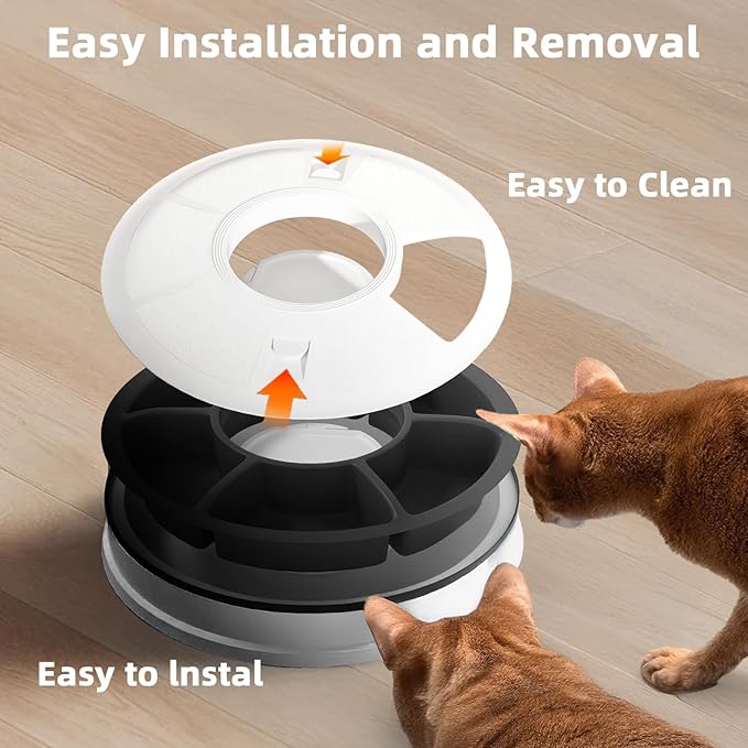 Automatic Cat Feeder, 1L Timed Cat Feeder with Time Setting 24 Hours at Most, Up to 6 Meals, Granary Pet Feeder for Little Cats Little Dogs