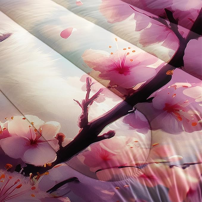 AILONEN Kids Kawaii Cat Bedding Set Queen Size,Girls Pink Flower Kitten Cat Comforter Set,Cute Pet Animal Printed Comforter with 2 Pillowcasess,3 Pieces