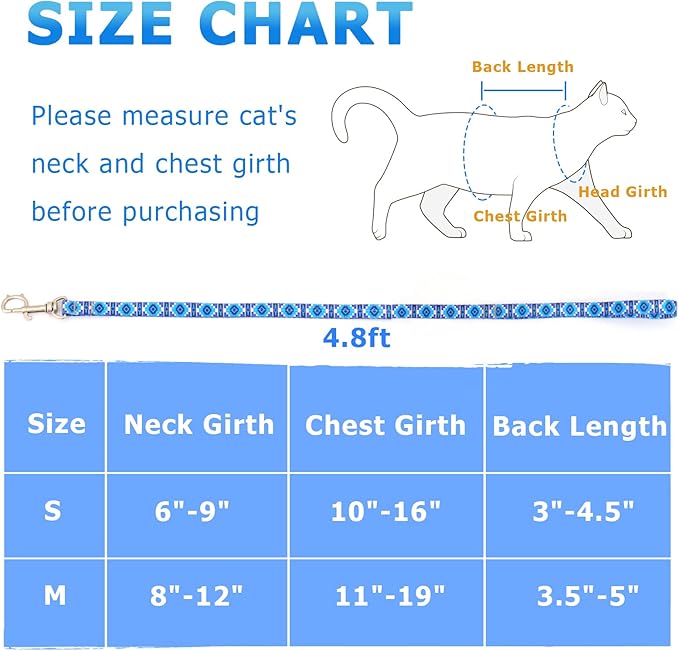 Supet Cat Harness and Leash Escape Proof, Adjustable Cat Leash and Harness Set for Walking, Lightweight Cat Harness for Large Small Kittens