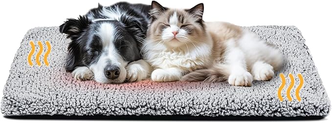 Miguel Self Heating Dog Mat, 48 X 28 inch Self Warming Dog Bed for Indoor Outdoor, Non Electric Dog Pad Thermal for Large Dogs, Washable Crate Mat with Removable Washable Cover (Gray,XXL)