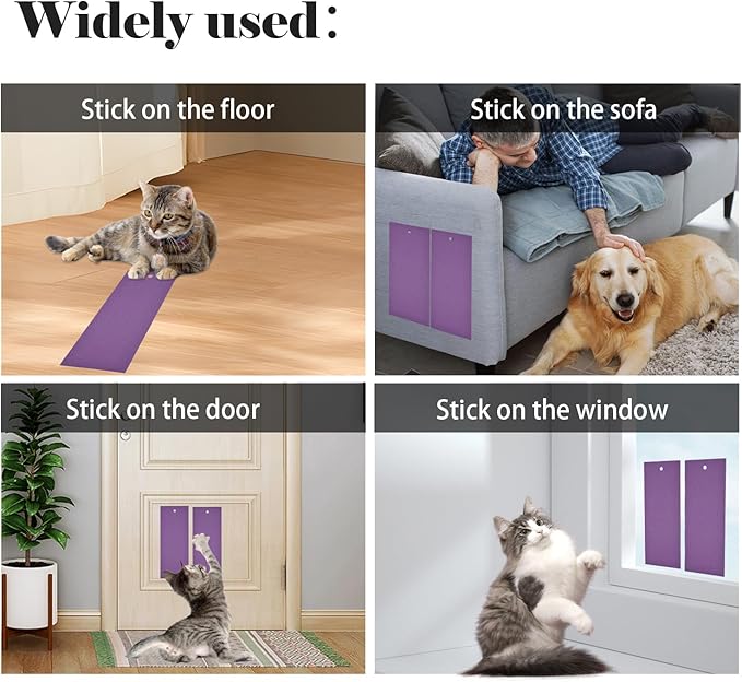 6 PCS Cat Nail File Scratching Strips,5.5x14.6''Nail File for Cats Scratch Liner,Cat Nail File Scratcher with Hanging Hole Peel Stick Kitten Scratching Manicure Sandpaper for Litter Box(Purple)