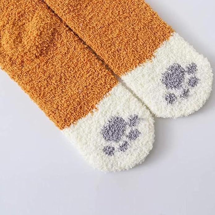 4 Pairs Winter Cat Claws Cute Thick Warm Sleep Floor Socks,Cat Paw Slipper Socks for Girls,Women