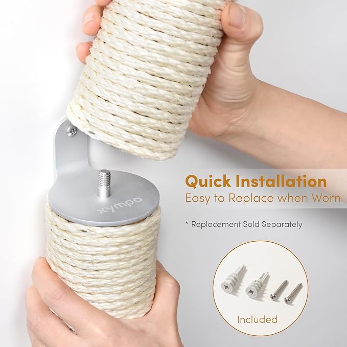 18" Compact Wall Mounted Cat Scratcher, Sisal Scratching Post