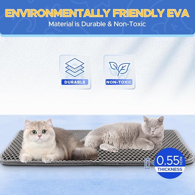 30" x 24" Large Honeycomb Cat Litter Mat Enhance Your Cat's Litter Experience : Effortlessly traps litter, Durable, Waterproof, and Anti-slip, Perfect companion for litter box