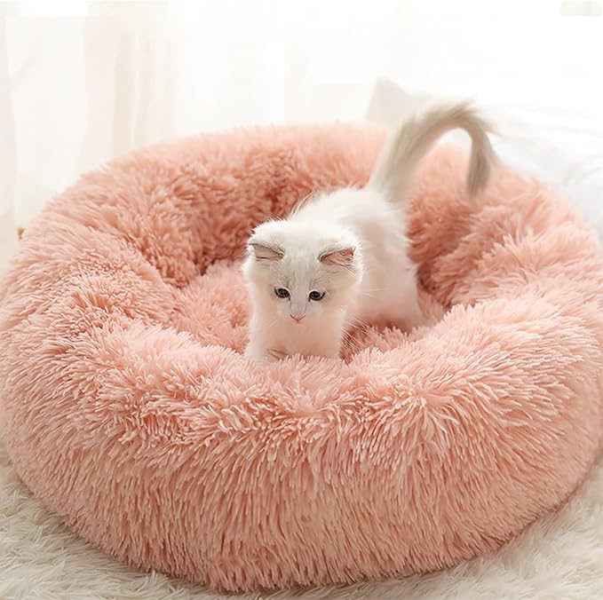 Nisrada Cat Beds for Indoor Cats,20 Inch Dog Bed for Small Melium Large Dogs, Washable-Round Pet Bed for Puppy and Kitten with Slip-Resistant Bottom